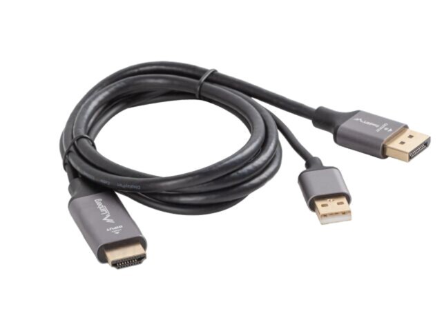 Cablu LANBERG DisplayPort - HDMI - USB A 1m negru PVC 4K UHD