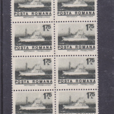 ROMANIA 1974 UZUALE/ NAVE MARITIME, VALOAREA DE 1,75 Lei IN BLOC DE 8, MNH