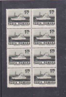 ROMANIA 1974 UZUALE/ NAVE MARITIME, VALOAREA DE 1,75 Lei IN BLOC DE 8, MNH foto