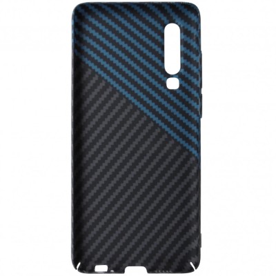 Husa spate policarbonat aspect Carbon bleu, negru, gri, pentru Huawei P30 foto