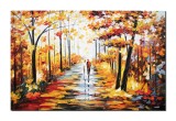 Cumpara ieftin Tablou GIGANT living pictat manual, Noi doi pe aleea vietii, 150x100cm ulei pe panza in cutit efect 3D, gata de agatat pe perete