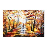 Tablou GIGANT living pictat manual, Noi doi pe aleea vietii, 150x100cm ulei pe panza in cutit efect 3D, gata de agatat pe perete