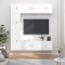 Set dulap TV, 7 piese, alb, lemn prelucrat