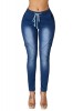 G656-444 Blugi cu talie inalta din denim elastic