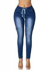 G656-444 Blugi cu talie inalta din denim elastic