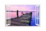 Sticker decorativ, Fereastra 3D, Ocean, 85 cm, 208STK, natura si peisaje