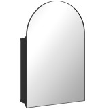HOMCOM Dulap cu oglindă pentru baie, dulap curbat cu ușă 180&deg;, 3 rafturi, din metal Negru 50 x 12 x 76 cm | Aosom Romania