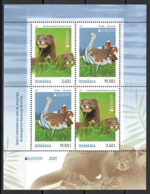 Romania 2021 Mi 7850/51 bl 864 I MNH - Europa: Fauna pe cale de disparitie foto