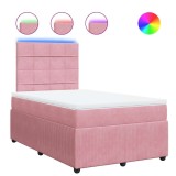 Cumpara ieftin Pat box spring cu saltea, roz, 120x200 cm, catifea