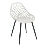Scaun Suan pakoworld pp in nuanta alb si picior metalic negru 56x49x82cm