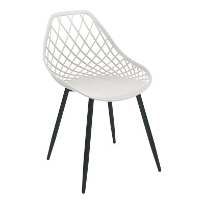 Scaun Suan pp in nuanta alb si picior metalic negru 56x49x82cm foto