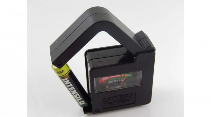 VHBW Tester de baterii cu afișaj analogic, pentru baterii AAAA, AAA, AA, AA, 9 V - 5,3 x 5,5 x 2,4 cm, negru