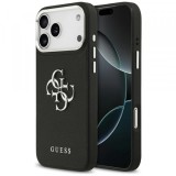 Husa pentru Apple iPhone 17 Pro, Guess, 4G Grained Big and Classic Logo, Neagra Argintie