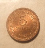 PORTUGALIA 5 CENTAVOS 1921 UNC MAI RARUT, Europa