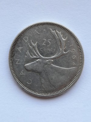 CANADA 25 CENTS 1964 ARGINT foto