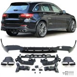 Difuzor sportiv spate cu tevi de esapament cromate, potrivit pentru Mercedes GLC X253 SUV 15-19 Performance AutoTuning