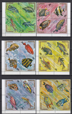 Burundi 1974 - PESTI - P.A. inclus - 48 val. in blocuri de 4 - MNH - 2 foto foto