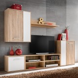 vidaXL Set mobilier TV, 5 piese, alb/stejar sonoma, lemn prelucrat