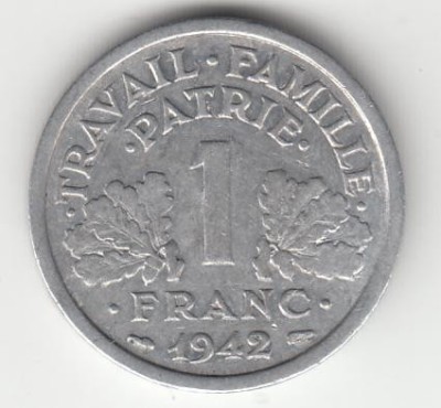 FRANTA - 1 Franc 1942 greu , LF1.24 foto