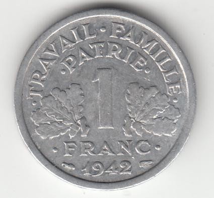FRANTA - 1 Franc 1942 greu , LF1.24