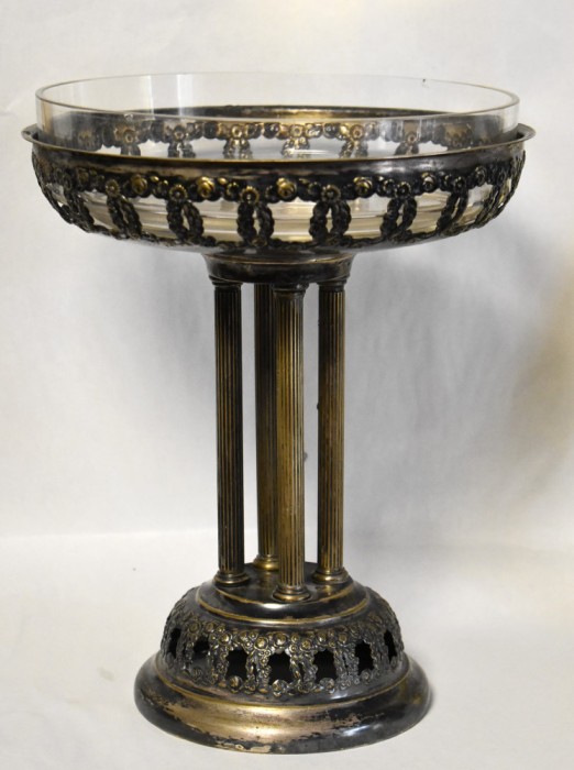 Fructiera cu coloane din metal argintat cu sticla - LENK Austria - anii 1900