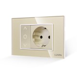 Cumpara ieftin Intrerupator Mecanic Jaluzele + Priza cu Rama din Sticla LUXION, Standard Italian, 3M SmartElectro IntelligentHouse