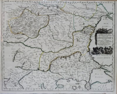 Cursul Dunarii de la Belgrad la Pontul Euxim, Traansilvania, Valahia, Moldova, Basarabia...Sanson Nicolas, 1665 foto