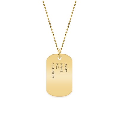 Army - Colier personalizat din argint 925 placat cu aur galben 24K - dog tag foto