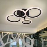 Lustra LED BETTY 44W cu telecomanda, 4 cercuri, neagra &ndash; dimabila, lumina calda/neutra/rece