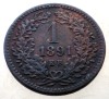 F.002 UNGARIA 1 KRAJCZAR 1891 KB, Europa, Cupru (arama)