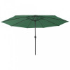 Umbrela de soare exterior, LED-uri &amp; stalp metal, verde, 400 cm GartenMobel Dekor, vidaXL