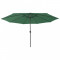 Umbrela de soare exterior, LED-uri &amp; stalp metal, verde, 400 cm GartenMobel Dekor