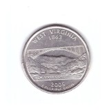 Moneda SUA 25 centi/quarter dollar 2005 P, West Virginia 1863, stare buna, curata