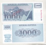 bnk bn Slovenia 1000 tolari 1990 vzorec unc (specimen)