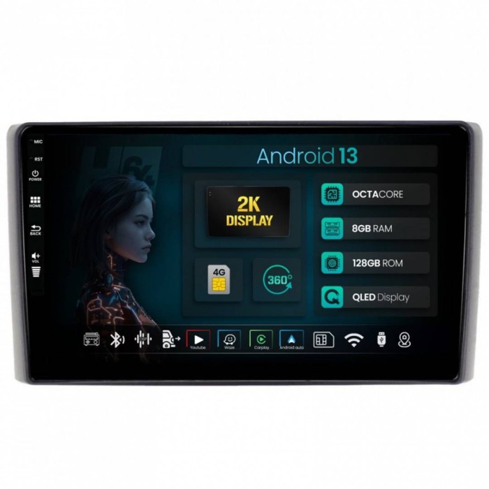 Navigatie 2K Iveco Daily (2006-2014) 8GB RAM Android 13 Octacore Slot Sim 4G DSP GPS Wi-FI Carplay Android Auto USB Bluetooth Waze Touchscreen 9.5 Inc