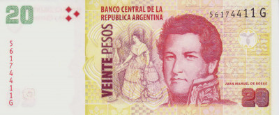 Bancnota Argentina 20 Pesos (2016) - P355 UNC ( serie G ) foto