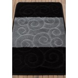 Set 2 Covorase Baie Model Sile 2513, Marimi 60 x 100 50 x 60 cm, Negru, Antialergic, Polipropilena