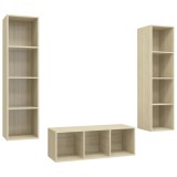Cumpara ieftin Set de dulapuri TV, 3 piese, stejar sonoma, lemn prelucrat