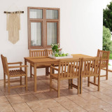 Cumpara ieftin Set de mobilier de grădină cu 7 piese, 180x90 cm, lemn masiv de tec