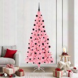 vidaXL Brad de Crăciun cu 300 LED cu suport Roz 210 cm PVC 3396439