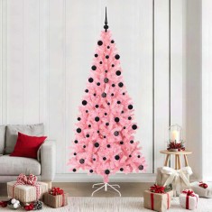 vidaXL Brad de Crăciun cu 300 LED cu suport Roz 210 cm PVC 3396439