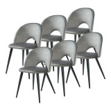 Set 6 scaune dining Karijoki din catifea gri cu picioare negre