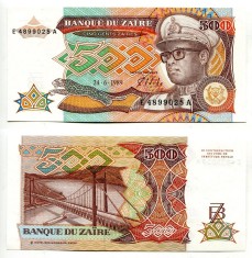 ZAIR ? bancnota ? 500 Zaires ? 1989 ? P-30 ? UNC ? necirculata foto