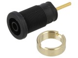 Conector banană 4mm negru aurit HIRSCHMANN T&amp;M 24A 1kV soclu lipit 36mm