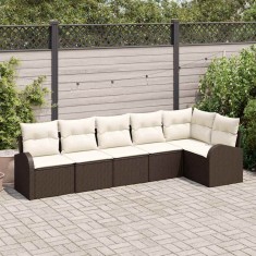 vidaXL Set de canapele pentru grădină 6 pcs maro și alb Rattan poli 3354727