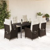 vidaXL Set mobilier de grădină cu perne, 7 piese, maro, poliratan 3213210