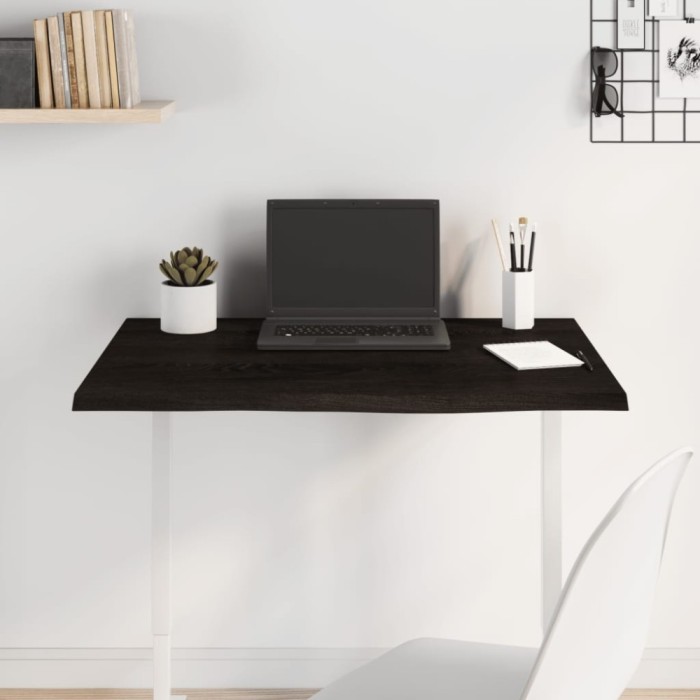 Gossi blat de masa maro inchis 80x60x2cm, lemn masiv de stejar tratat