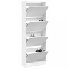 Pantofar vidaXL Alb, 60x21x163.5 cm, Lemn Compozit, 4 Sertare Rabatabile, Dulap Pantofi, Mobila Hol