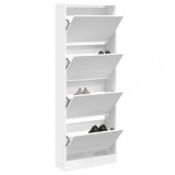 Pantofar vidaXL Alb, 60x21x163.5cm, Lemn Compozit, 4 Sertare Rabatabile, Economie Spatiu