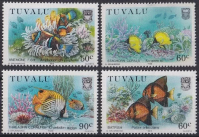 TUVALU -1989-VIATA MARINA -Serie completa de 4 timbre nestampilate MNH foto